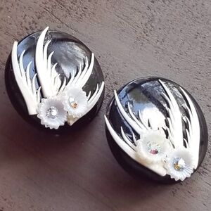 Vintage MCM Black and White Clip-on Earrings